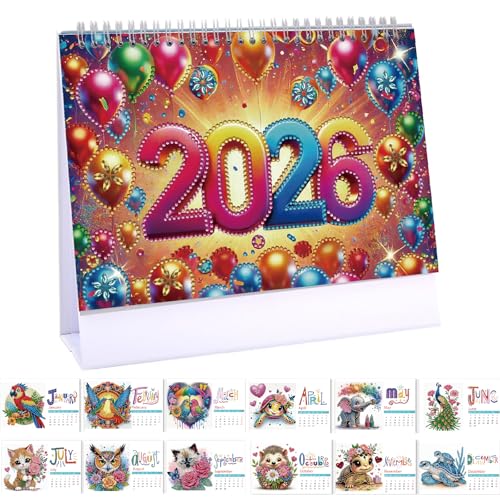 CXINLky Diamond Art Painting calendario da tavolo 2026, Calendario da scrivania di Natale con supporto e lista delle cose da fare