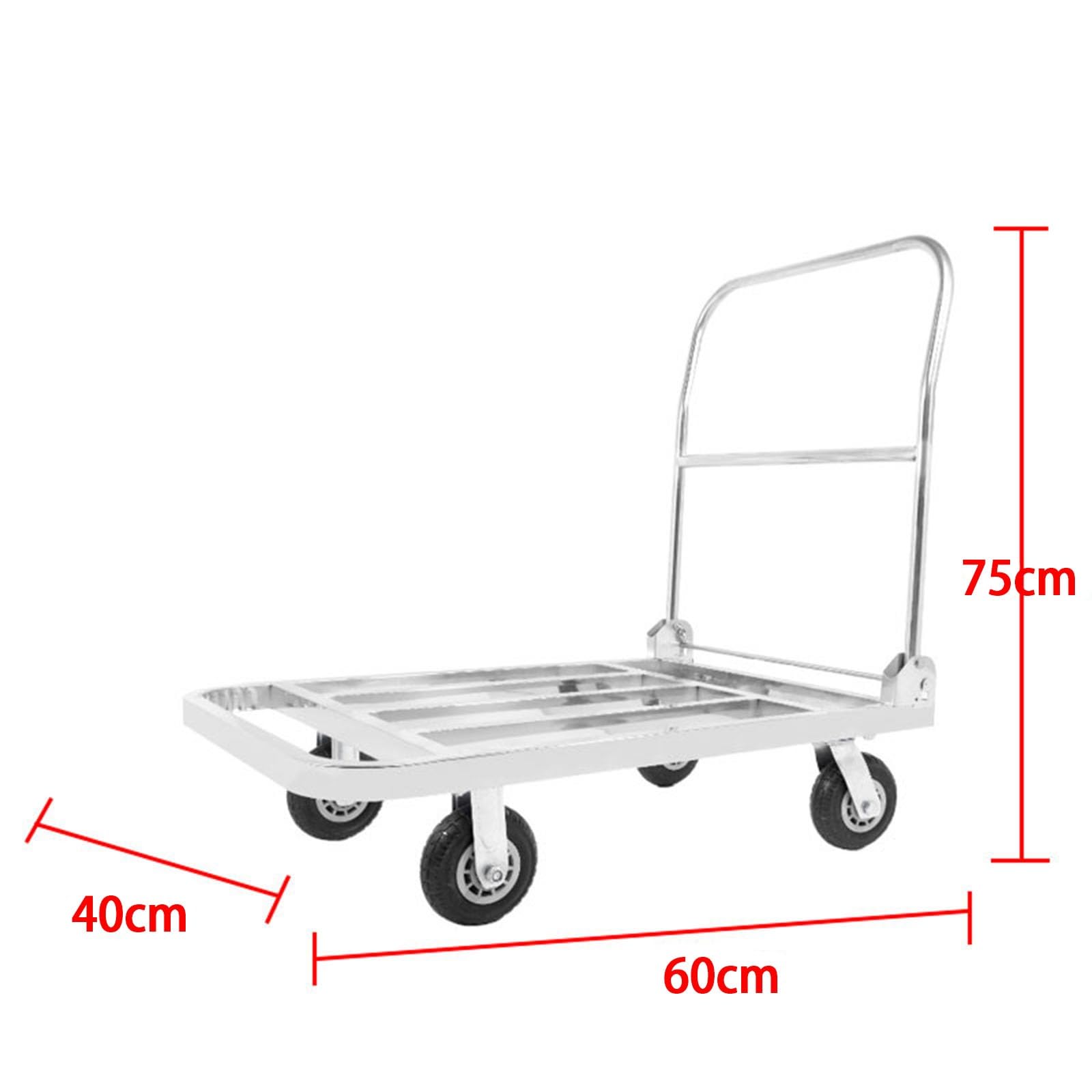 Carrello da Trasporto con Piattaforma Pieghevole Carrello a Mano Portatile con Ruote Ammortizzate Carrello Industriale Robusto per riporre Facilmente i Bagagli Durante Lo Spostamento(60X40cm)