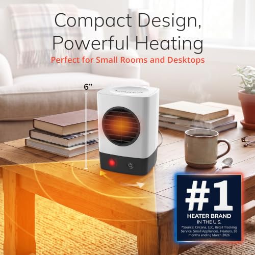 Lasko 6" MyHeat Mini Ceramic Space Heater with Easy Controls - White - 201 - image 2