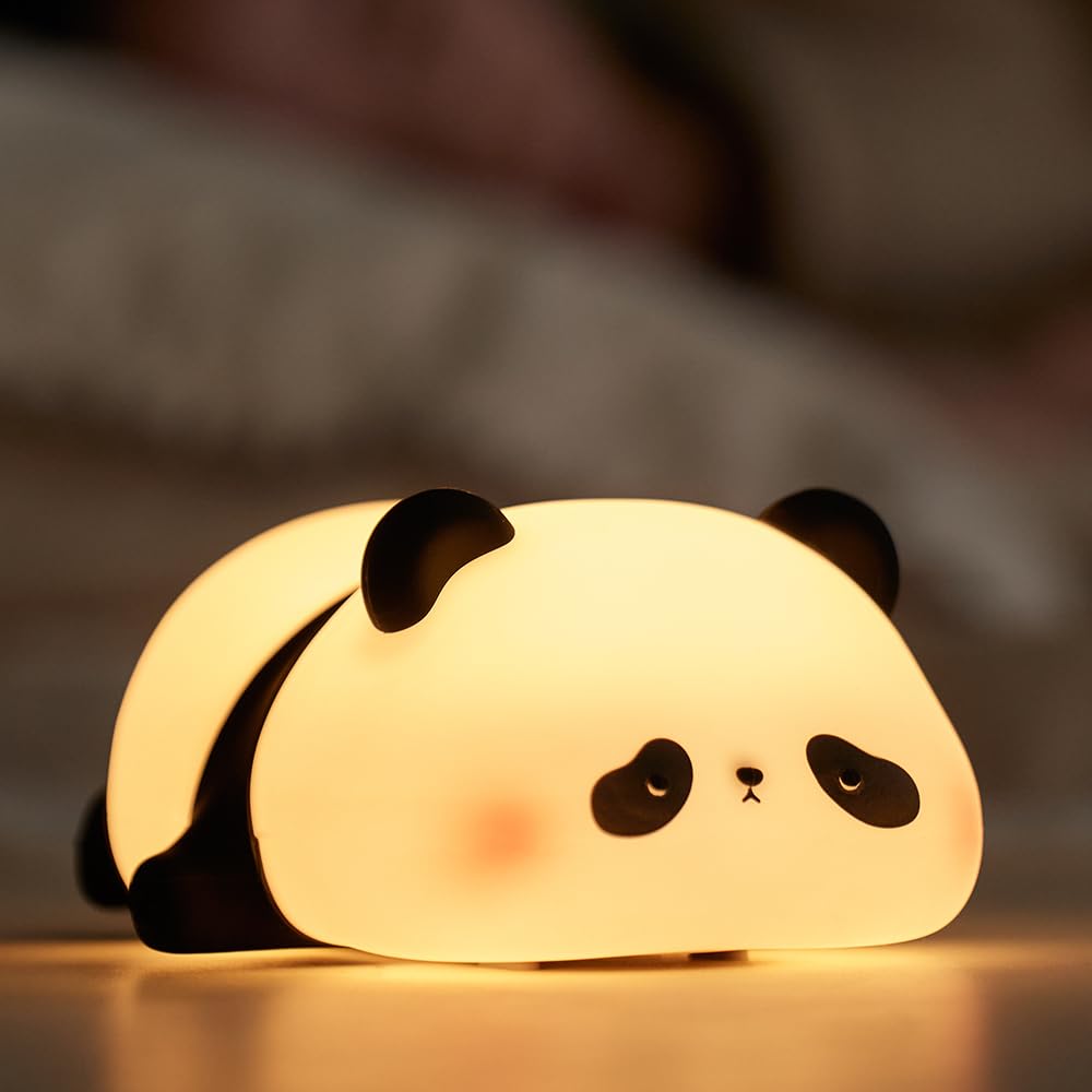 MD TEAM Cute Panda Night Light - 3-Level Dimmable LED Silicone Animal Lamp, Soft Nursery Nightlight for Kids & Babies, Rechargeable & Portable, Ideal for Breastfeeding, Bedroom Decor & Gifts