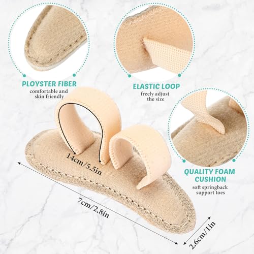 Image of Woanger 8 Pcs Hammer Toe Crest Cushion Soft Straightener Buttress Pads Splint Reduces Pressure from Calluses and Hammer Toes, Medium, Right, Left (Two Toes,Beige)
