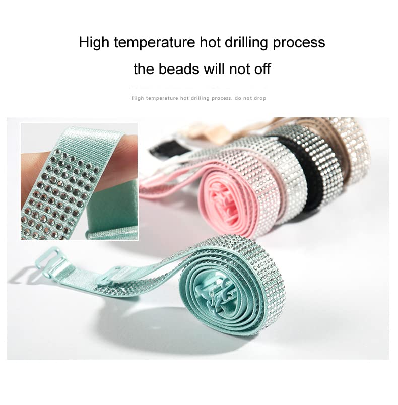 Women Sexy Invisiable Rhinestones Bra Shoulder Strap Non-Slip Adjustable Accessories Ladies Lingerie Bra Straps 3Pairs / Pack4