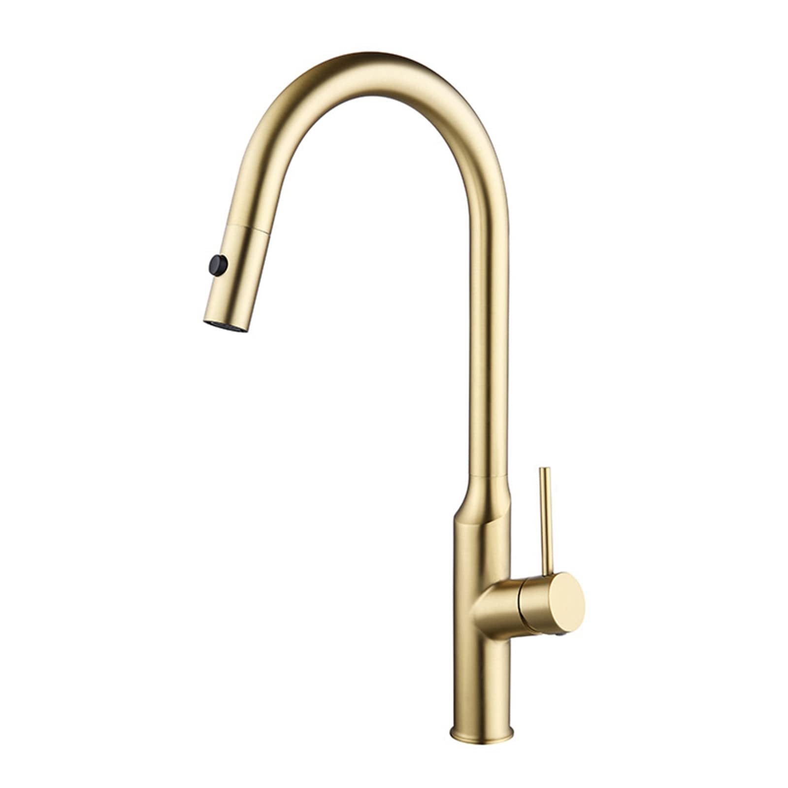 FCXWEVR Modern Brushed Gold Pull Down Kitchen Faucet Stainless Steel Swivel Mixer Tap with Hot & Cold Water Spray Head for Contemporary Sink Design