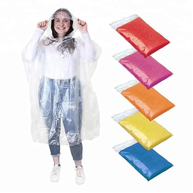 AASASet Of 6 Pcs Unisex Pocket Rain Coat Single Layer Disposable Rain Card For Men Women, Easy To Carry & Reusable, Raincoat, Emergency Use (Free Size) Pack Of 1
