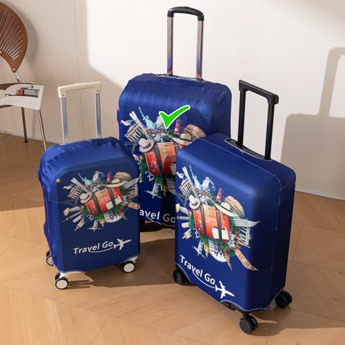 Image of HOKIPO Suitcase Covers for Trolley Suitcase, 220gsm Durable and Washable, Large (26-27inch) - Travel Odyssey (AR-6345-D15)