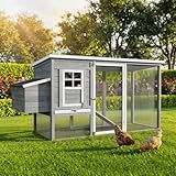 Miweba MyAnimal Hühnerstall für 4 Hühner | 174x76x103 cm Winterfest - Vogelhaus - Hühnergehege mit Nistkasten - Voliere - Hühnerhaus - Freilaufgehege Huhn - Legenest - Vogelvoliere (Grau)