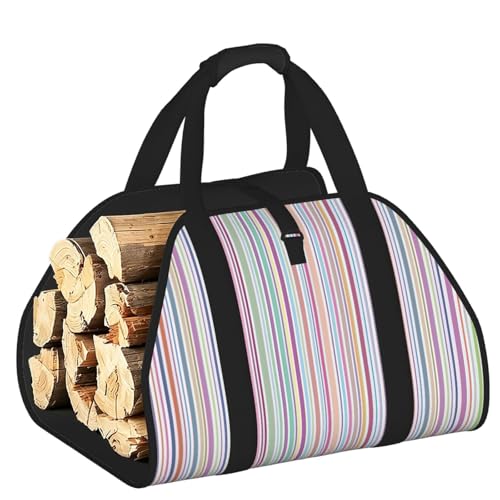 Sac de transport de bois de chauffage en toile robuste à rayures pour bûches