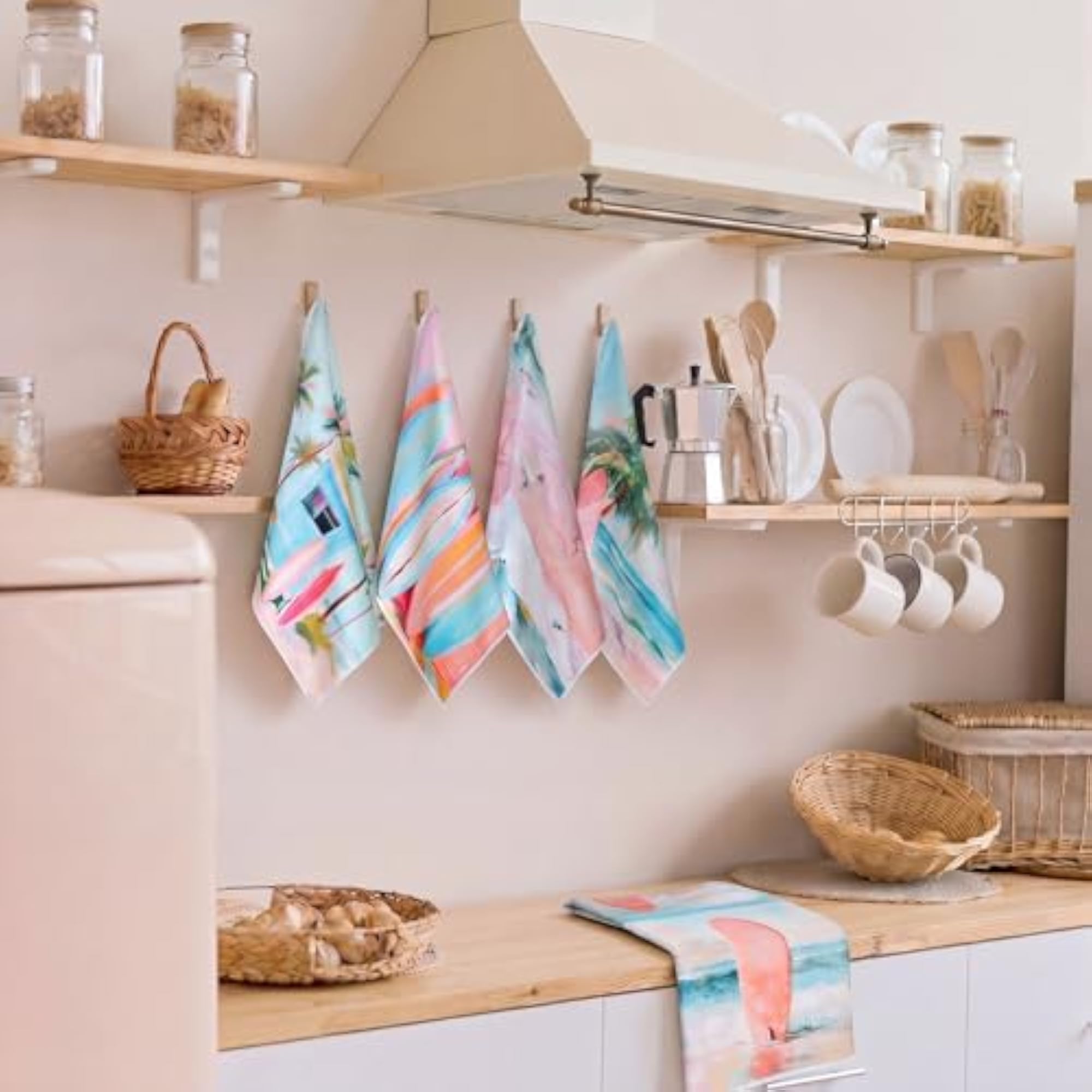 Surfing Kitchen Towels Summer Hand Towels Set, Beach Decor