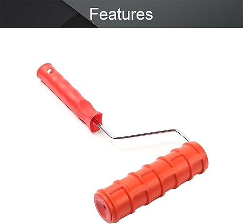 Miniatura 3 de Bettomshin 1 unids 12.598 in longitud total caucho pintura rodillo cepillo 6.890 in rojo grano pintura rodillo con mango de plástico para pared