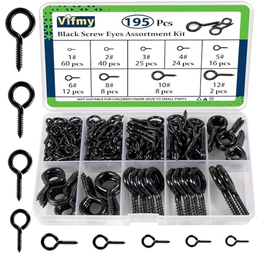 Vifmy Ösen-Sortiment (195-teilig), 19,5 mm, 20,3 mm, 2,3 mm, 2,8 mm, 3,0 mm, 3,5 mm, 4,9 mm, 4,4 mm, 5,4 mm, schwarz