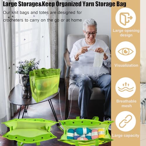 Image of Knitting Bag Large Yarn Storage Organizer,Yarn Bags for Crocheting,Crochet Storage Bags for Crochet Hooks,Knitting Needles,Knit Bags Ideal Knitting & Crochet Gift(Green)
