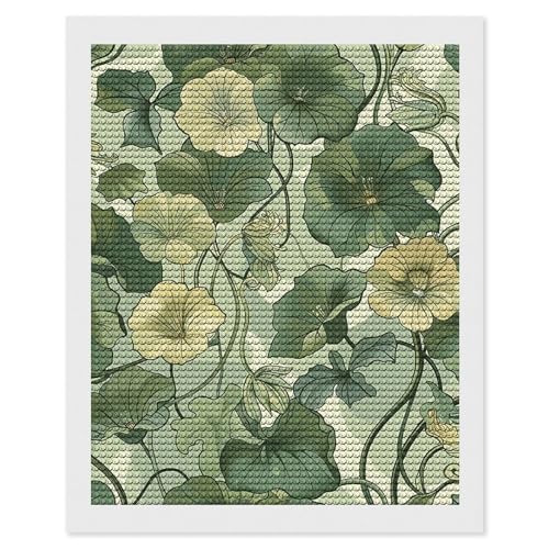 Peinture au diamant 5D vert olive pour décorer le salon ou la chambre avec un tableau DIY 40cm