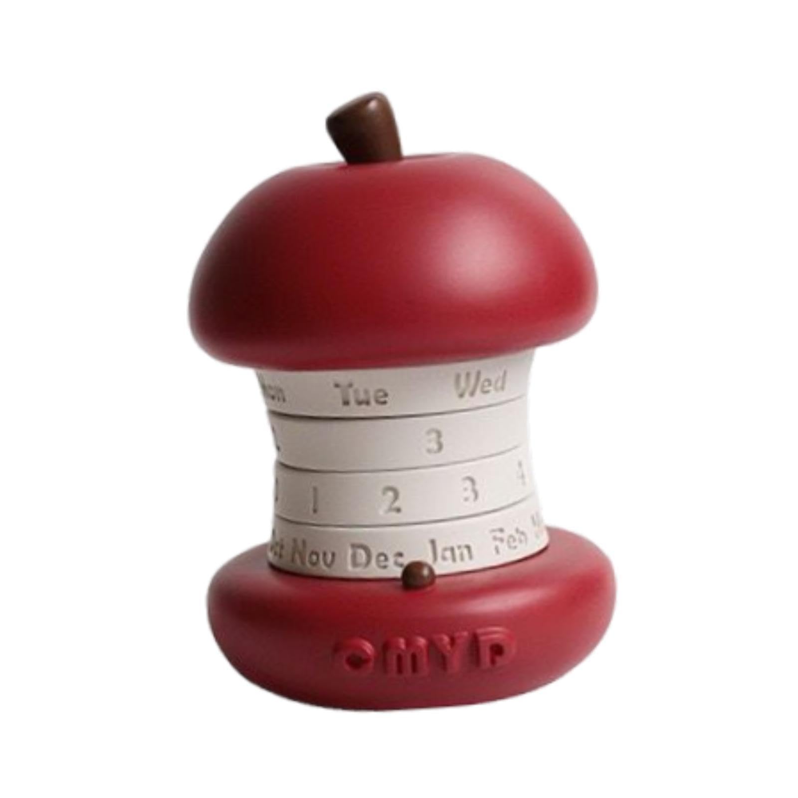 Milageto Rotierender Tischkalender, Tischkalender, Heimdekoration, Küche, Apfel-Ornament aus Harz für Arbeitszimmer, Wohnzimmer