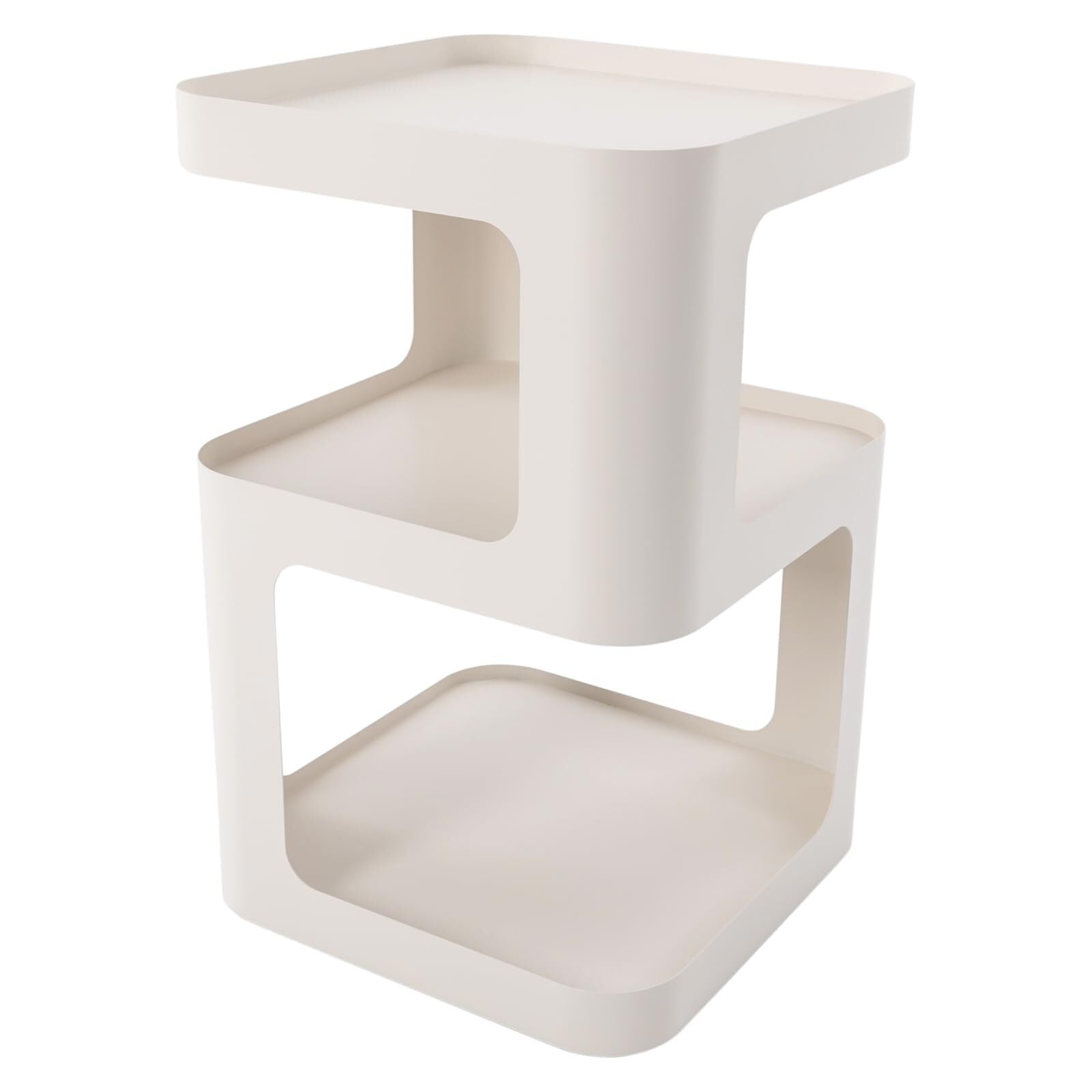 Table de chevet en métal blanc au design minimaliste et robuste