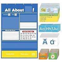 Alphabet Learning Pocket Chart - Educational ABC Wall Chart with Flash Cards, Letter Tracing & Handwriting Practice for Kids, Fun Alphabet Games for Early Learning