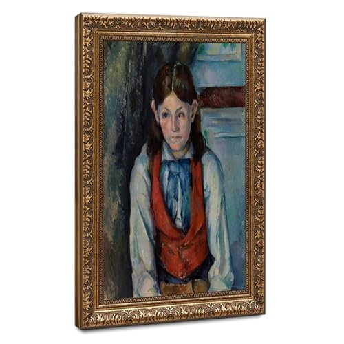 Toile Paul Cézanne garçon au gilet rouge tableau déco salon inspirant