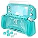 HEYSTOP Coque pour Nintendo Switch Lite, Coque Protection en TPU avec 2 Emplacements pour Cartes de Jeu et Verre Trempé et Poignées Couvre Pouce Absorption des Chocs et Antirayures - Vert