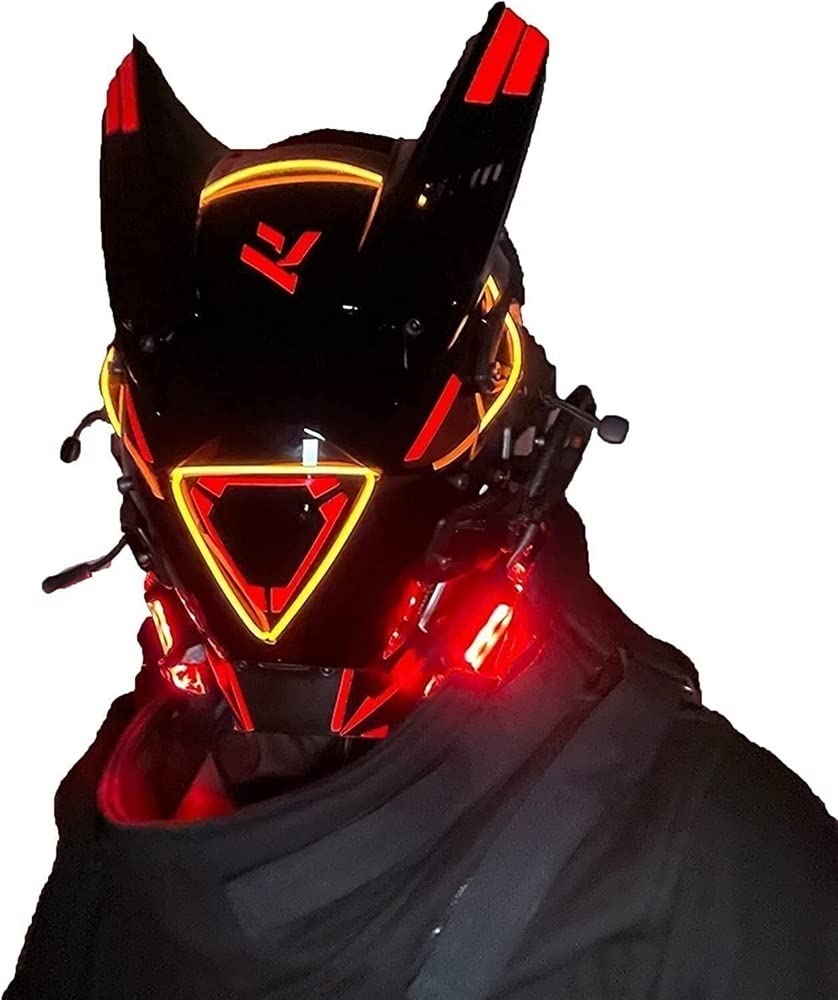 ハンドメイド 狼 マスク サイバー デザイン LEDライト付きサイバー