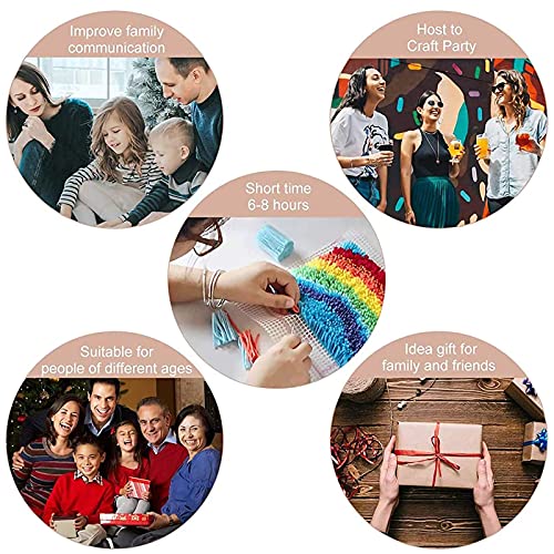 Image of ZFFLYH Latch Hook Kit, Christmas Latch Hook Kits DIY Throw Pillow Cover with Pattern Printed Canvas Craft Needlework for Kids Adults and Beginners 17 inch X 17 inch
