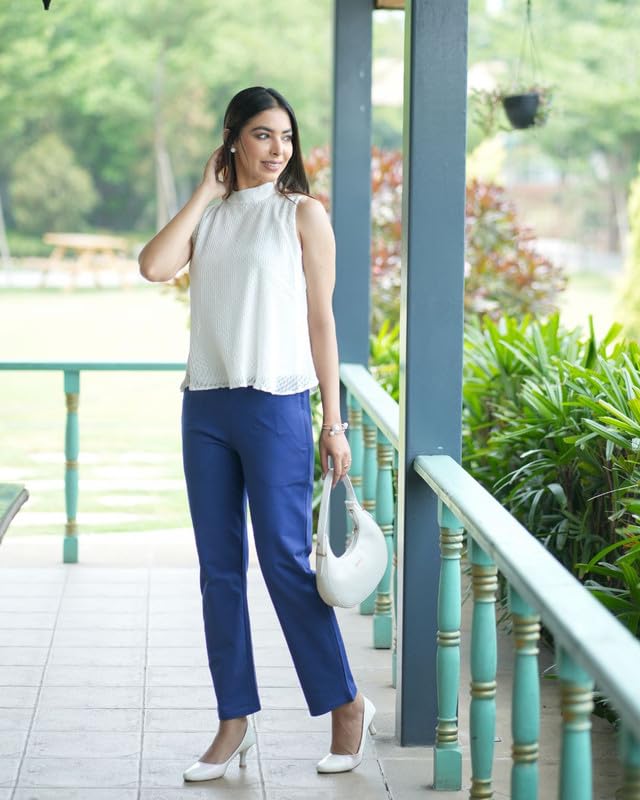 Image of Mlada All Day Cotton Track Pants for Women with 3 Zip Pockets | Regular Fit Mid Rise Track Pants with Stretchable Elastic Waist and Interlock Seams to Prevent Chafing