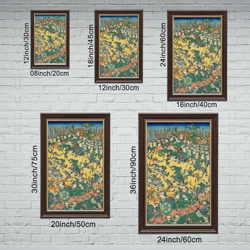 Bataille de grenouilles Kawanabe Kyosai poster toile déco murale 20x30 - 2