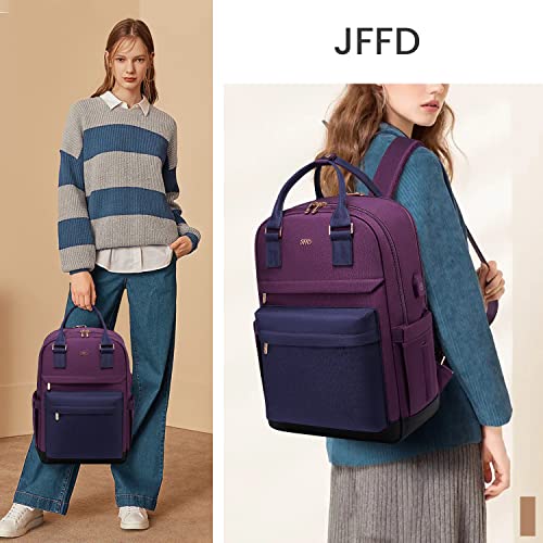 Jffd Laptop Backpack For Women, Fashion Travel Work Laptop Bag With Usb Charging Port, College Teacher Nurse Tote Back Pack Durable Casual Daypack, Fits 15.6 Inch Computer #TOP5