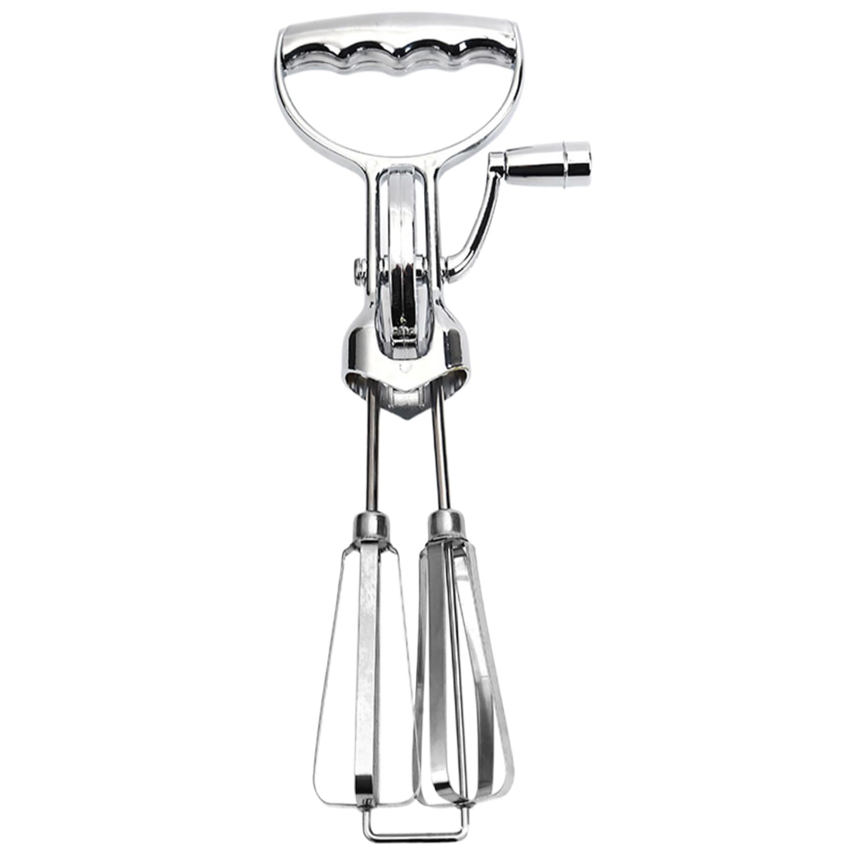 Hand Crank Egg Beater Stainless Steel Rotary Egg Whisk Double Head Handheld Mixer with Crank Portable Kitchen Cooking