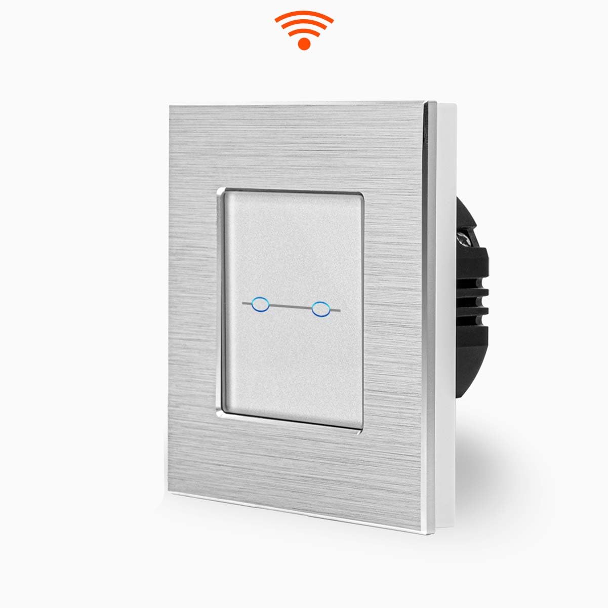 Smart - Interruptor de luz táctil doble con WiFi (marco de aluminio, 2 vías, para Alexa, Google Home, IFTT, Tuya), color blanco Luxus-Time