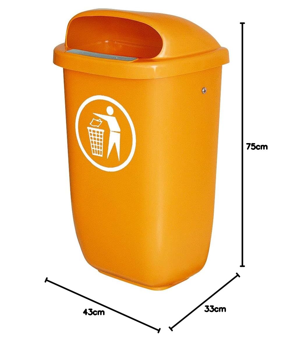 BRB Poubelle d'extérieur - Capacité : 50 l - Conforme à la norme DIN 30713 - Orange