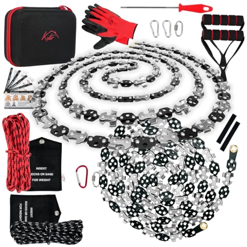 Kutir 48 Inch High Reach Tree Limb Hand Rope Chain Saw and 72 Inch Chain Extension Bundle