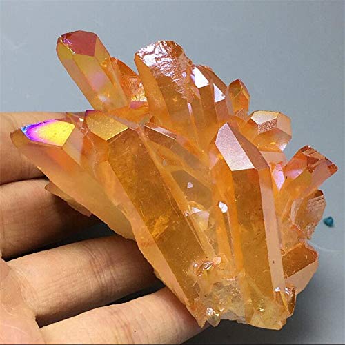 Cristal de quartz aura orange vug en titane et bismuth silicium rainbow multicolore