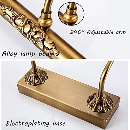 Miroir LED avant rétro avec lampe murale réglable en laiton, éclairage de maquillage sur prise - 7