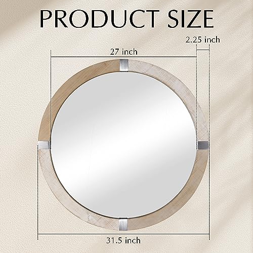 Rustic-Round-Mirrors-315-Wooden-Circle-Mirror-Hanging-Wall-Decorative-Mirror-Distressed-Natural-Wooden-Farmhouse-Frame-with-White-Wash-Edge-for-Bedroom-Bathroom-Living-Room-or-Entryway Rustic Round Mirrors 315 Wooden Circle Mirror Hanging Wall Decorative Mirror Distressed Natural Wooden Farmhouse Frame with White Wash Edge for Bedroom Bathroom Living Room or Entryway