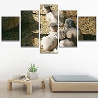 SIGNWIN 5 Panel Canvas Wall Art Animals Expressionism Group Modern Artwork for Home Decorations Ready to Hang - 60