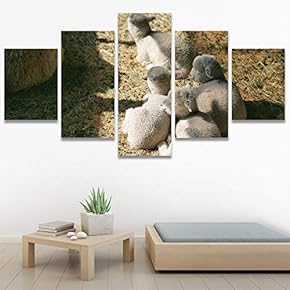 SIGNWIN 5 Panel Canvas Wall Art Animals Expressionism...