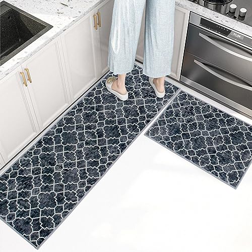 Image of Home Cloud Anti Fatigue Kitchen Rug Fruit Printed Thick Anti Slip, Washable, Big Size, Printed, Designer Folding Kitchen Mat for Home BedroomStandard Size (41 x 122 cm 41 x 61 cm) (Round Trap-Grey)