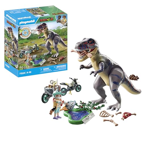 PLAYMOBIL Dinos 71524 T-Rex y rastreador, emocionante b&uacute;squeda del...