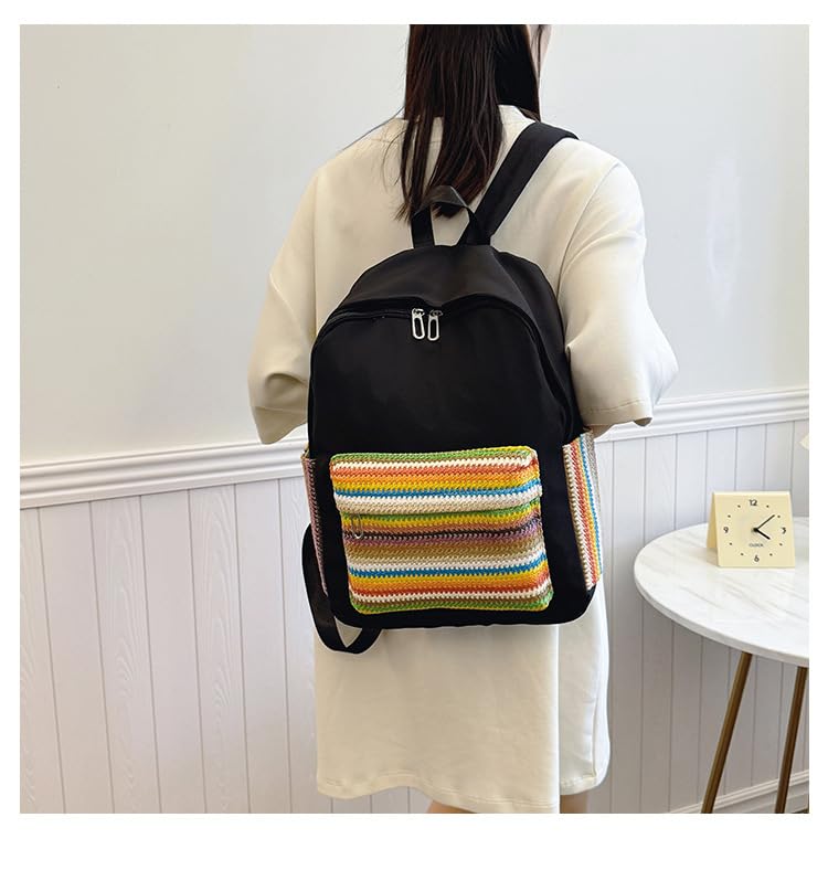 Cute Western Backpack Shoulder Bag(Ethnic Design) - Y2k Bookbag Aesthetic Daypack Trendy Backpack Daily Travel (Black)4