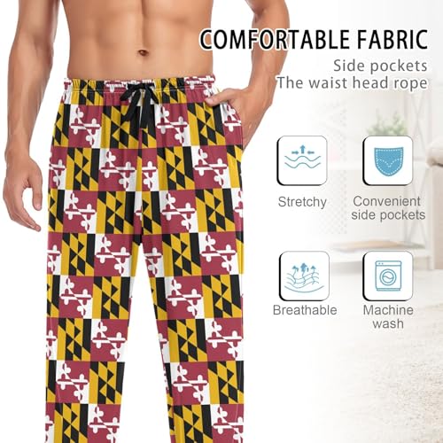 Laprad Men's Women's Long Sleeve Pajama Sets Maryland Flag Comfy 2 Piece Loungewear with Pockets4