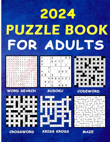Puzzle book for adults: Activity book ! Wordsearch, Crossword, Codeword, Kriss Kross, Sudoku & Mazes (Puzzle Challenge)