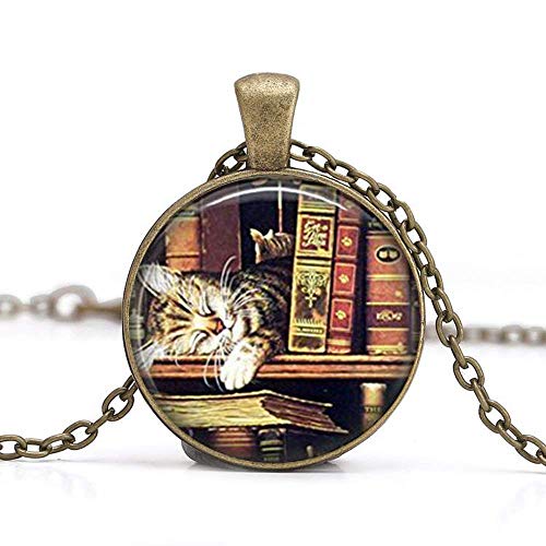 Preisvergleich Produktbild Bibliothek Buch Halskette Katze Jewelry bibliophiles Bibliothekare Bücherwürmer Art Anhänger