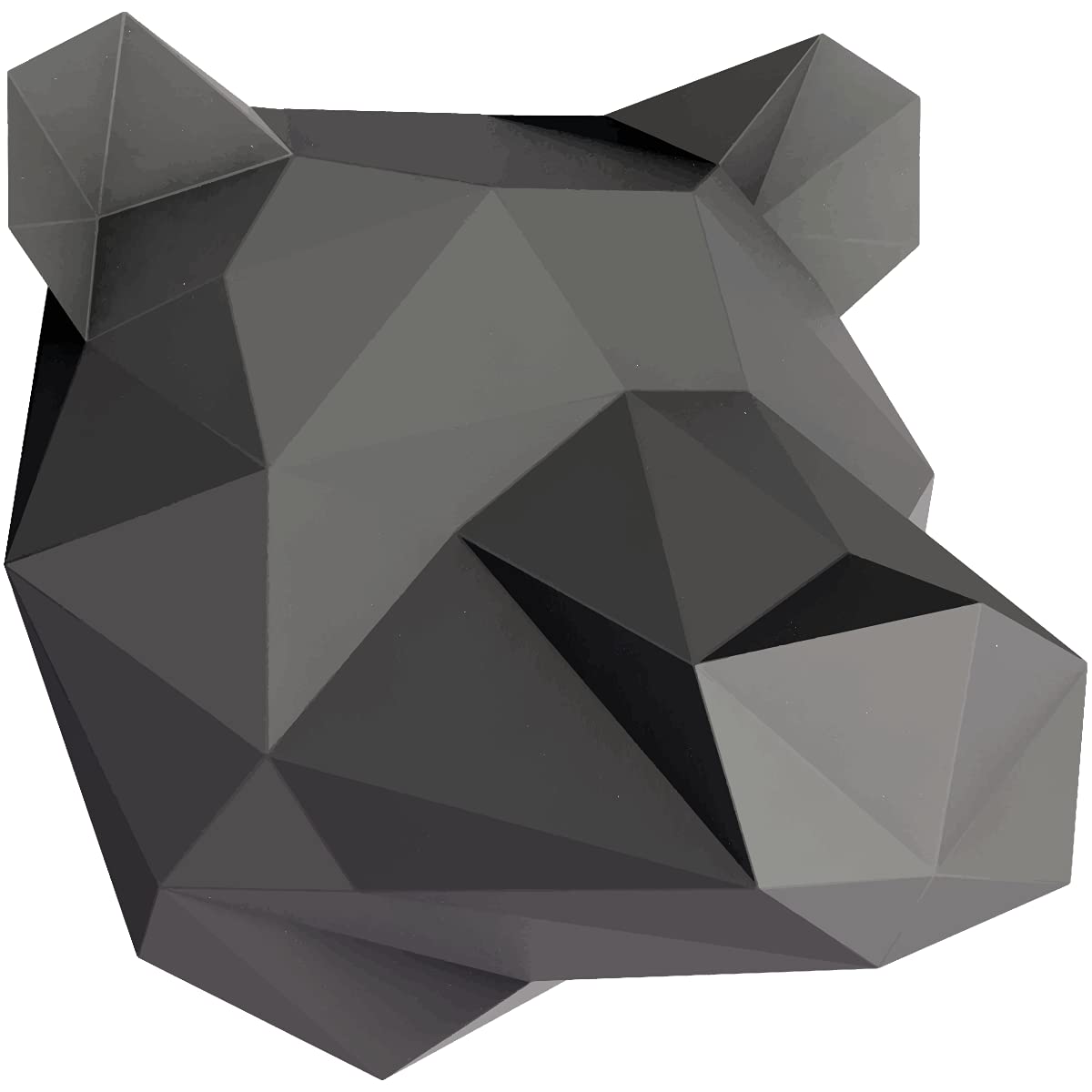 Sticker mural autocollant effet 3D origami ours noir de profil pour grand trompe l'oeil mural