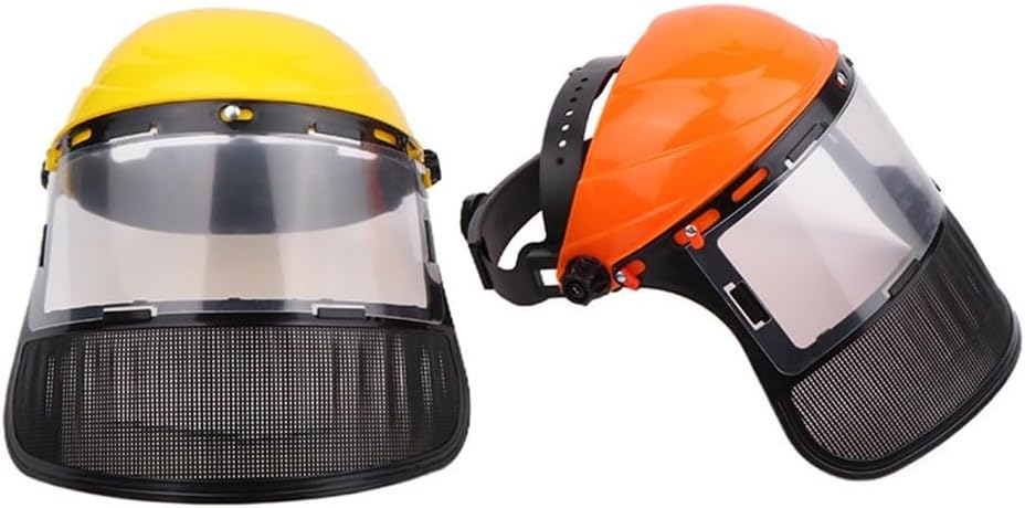 Professional Forestry Safety Helmet with Full- Iron Mesh Visor Brush Cutters, Hedge Trimmers & Chainsaws – Adjustable Fit, Lightweight Ga(Individual Screen)