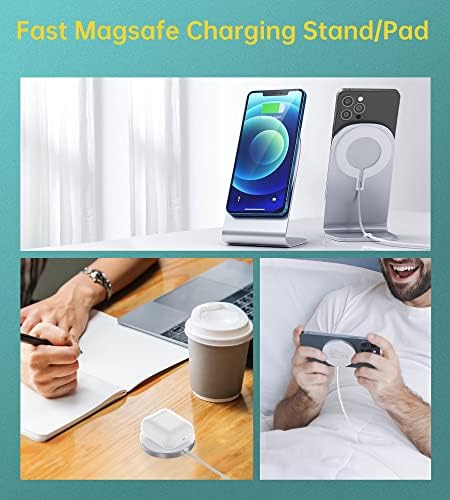 Magnetic Wireless Charger for iPhone 14/13/12 - Convertible Fast Wireless Charging Stand/Pad with 5ft USB-C Cable Compatible with Mag safe iPhone 14 13 12 Pro Max Mini,Airpods 3 (with 20W Charger)