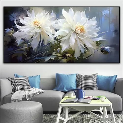 Kit diamond painting complet art floral abstrait en toile geante 80x160cm