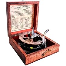 ALADEAN Brass & Copper Sundial Compass 3" SunClock - Handmade Rustic Sundial Vintage Bronze Copper Anniversary Inspirational Gifts