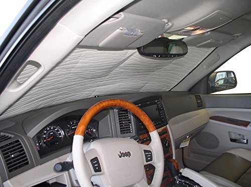 HeatShield, The Original Windshield Sun Shade, Custom-Fit for Jeep Grand Cherokee SUV 2005, 2006, 2007, 2008, 2009, 2010, Silver Series