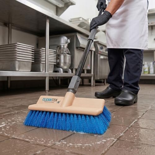 Image of Restaurantware-Brush Head ONLY: Clean Tek Professional 9.5 Inch Bi-Level Brush Head, 1 Stiff Bristle Deck Cleaning Tool - Handle Sold Separately, Heavy-Duty, Wood Scrubber, for Cleaning Deck Stain
