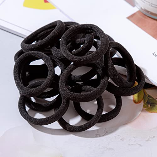 Zborh 50Pcs Black Hair Ties For Women, Seamless Hair Bands, Elastic Ponytail Holders, No Damage For Thick Hair #TOP3