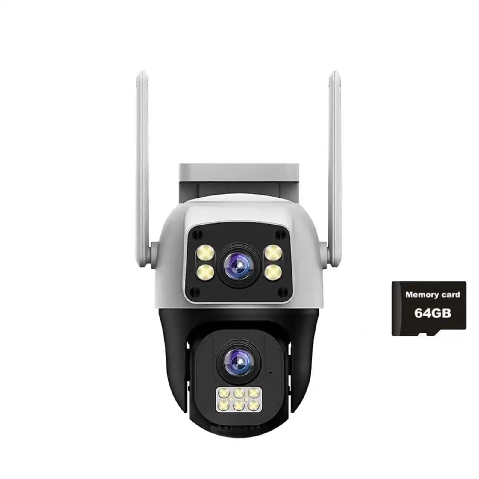 JVDDI 2MP 4G SIM Card Cameras Dual Lens Dual Screen Wireless WiFi Outdoor Surveillance Human Detect Security Protection PTZ IP Camera(2MP Cam Add 64G)